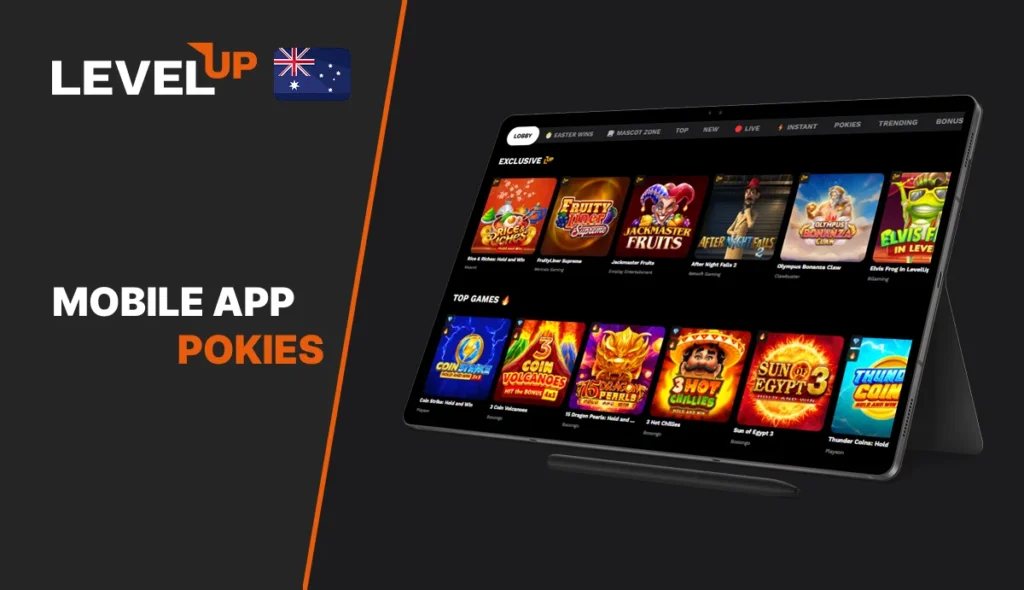 Level Up Casino mobile pokies games on phone